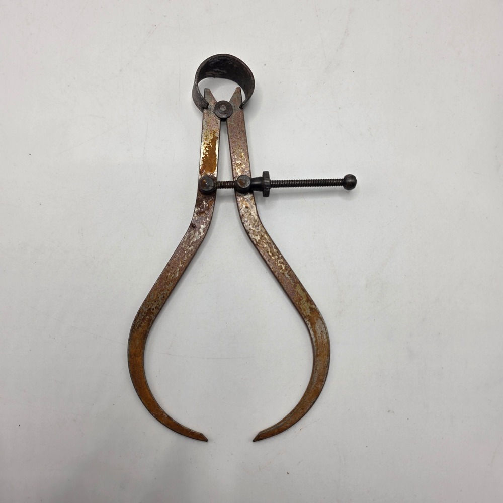 Vintage Outside Spring Caliper Tool Brown Rusty Industrial Primitive Antique DIY